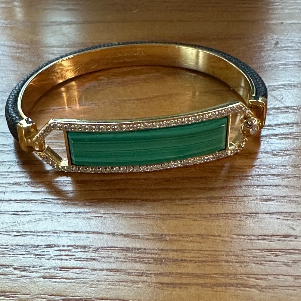Henri Bendel Luxe Collection Malachite and Pave Hook Bracelet